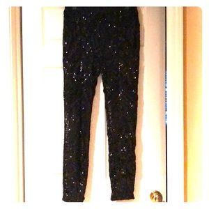 Black Bebe sequin leggings with Black undershorts